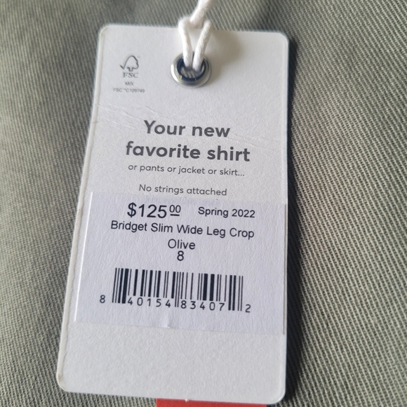 Marine Layer Pants Womens 8 Bridget Wide Leg Crop Olive Green Twill Chino NWT - Picture 3 of 7